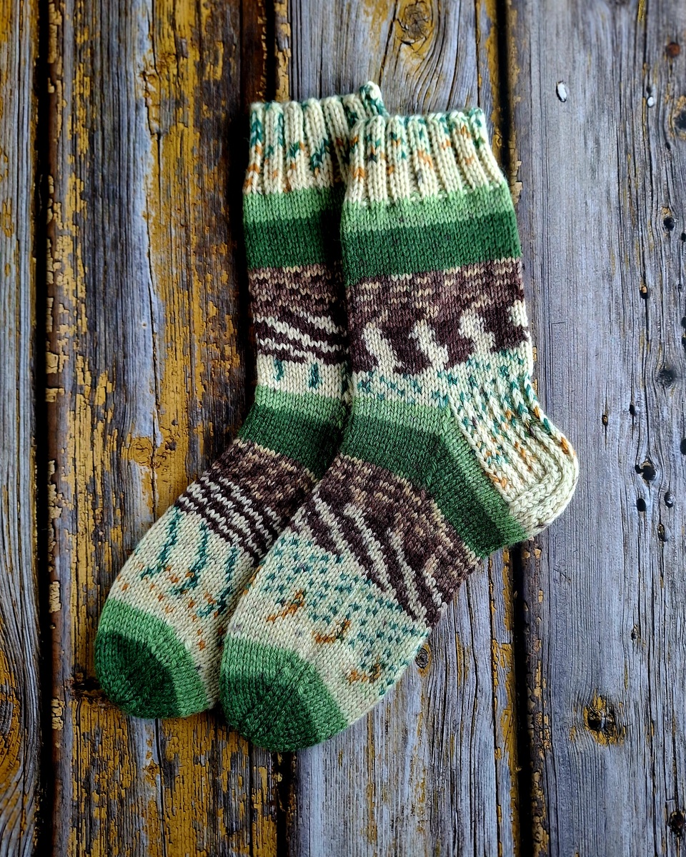 Käsitsi kootud kirjud villased sokid, Ute Knit