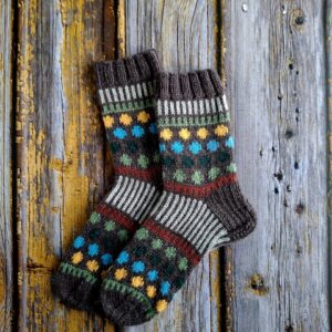 käsitsi kootud naiste või laste mustriga villane sokk, Ute Knit