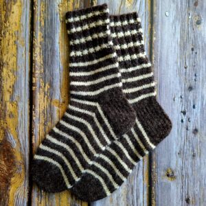 Pruuni-valge triibulised villased sokid meestele-Ute Knit