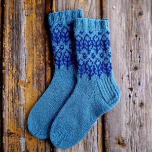 Käsitsi kootud sinised villased sokid,Ute Knit.