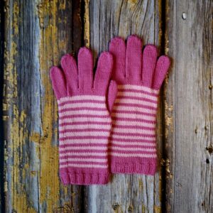 Roosad triibulised sõrmkindad naistele, Ute Knit